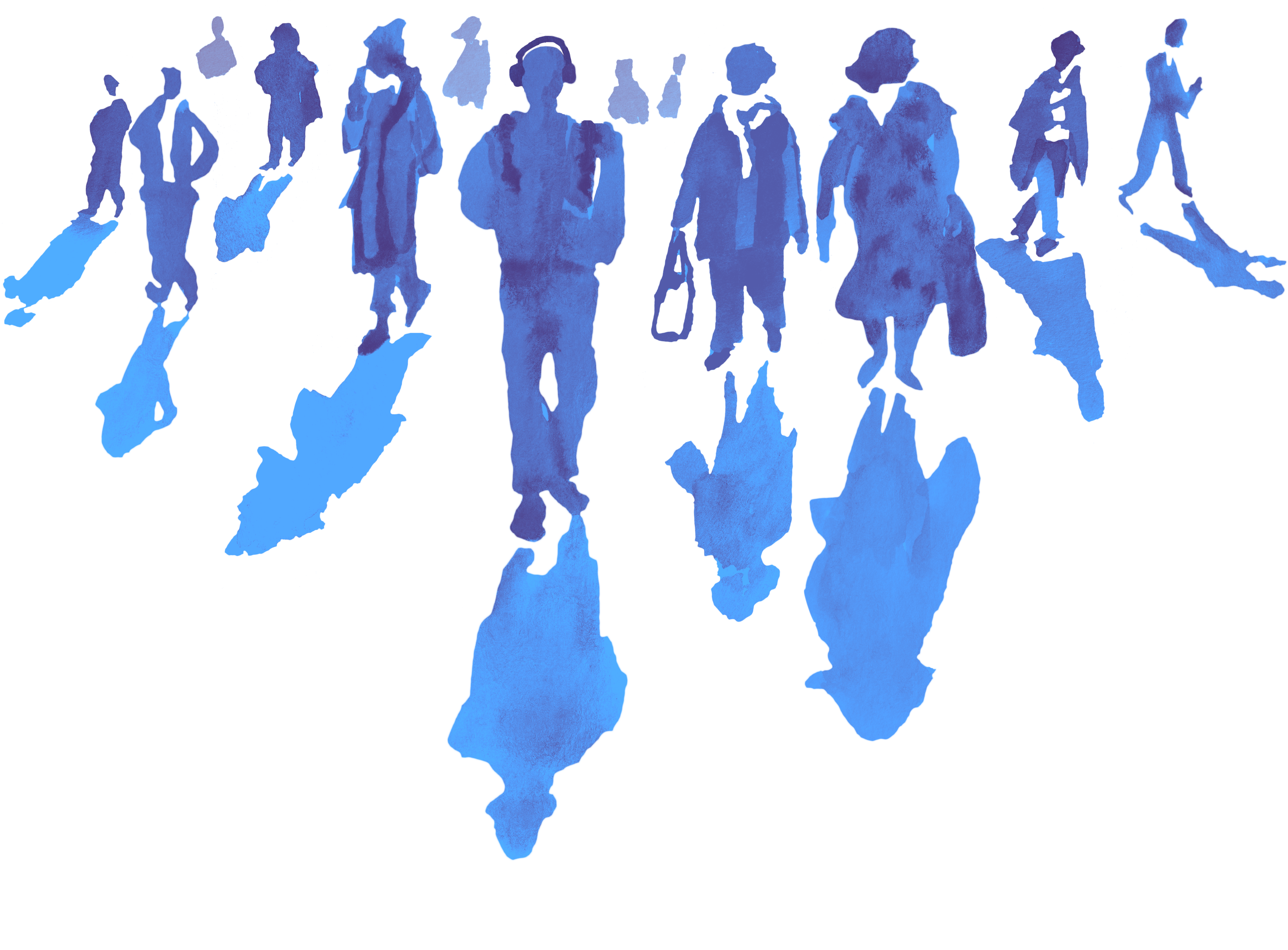 Watercolor illustration of a diverse crowd of people