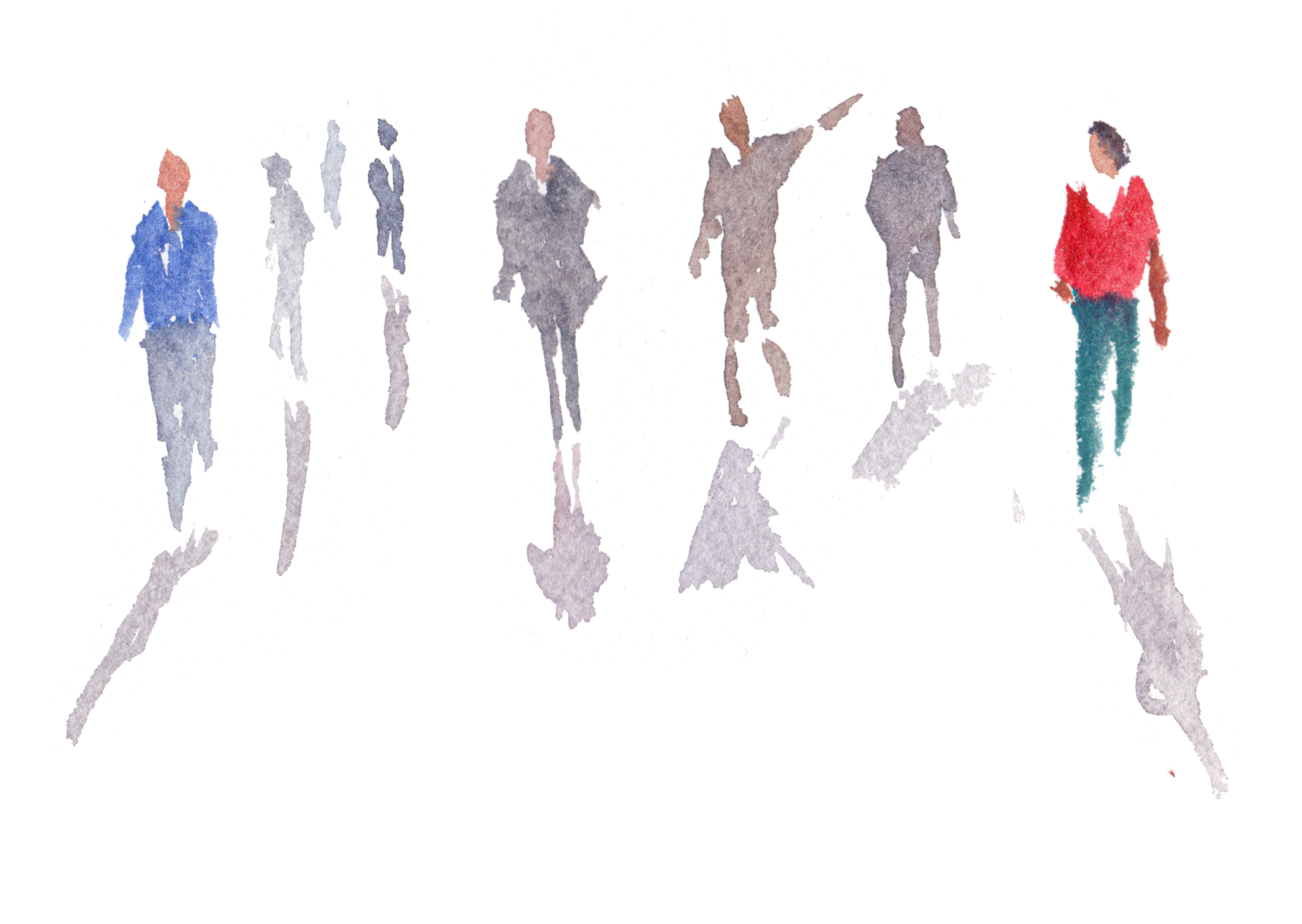 Watercolor illustration of diverse people